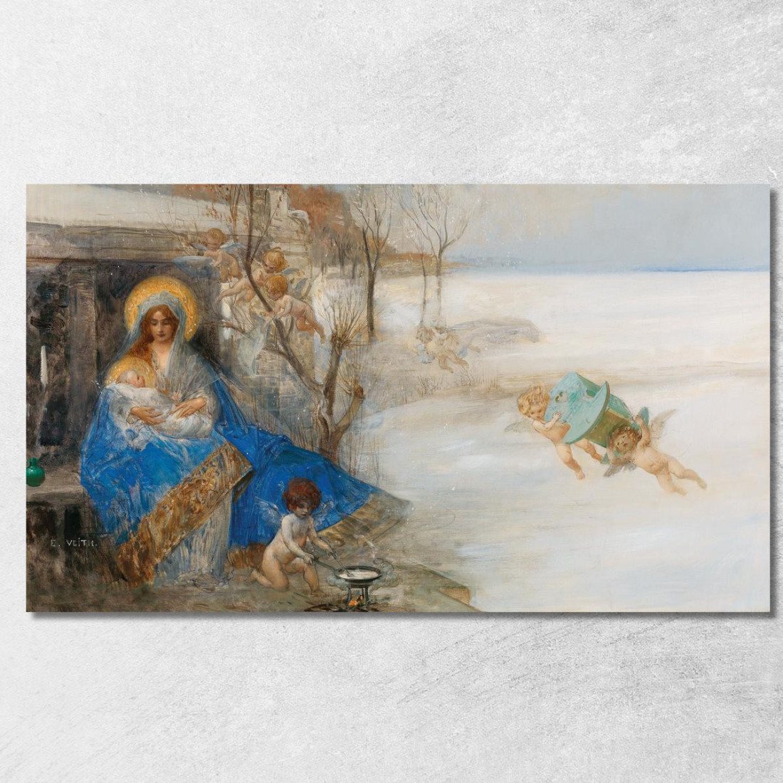 Madonna E Bambino Circondati Da Angeli Eduard Veith evt13 quadro stampato su tela Madonna E Bambino Circondati Da Angeli Eduard Veith evt13 quadro stampato su tela