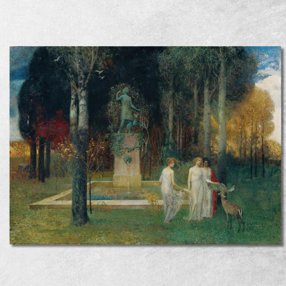 Ninfe Alla Fontana Eduard Veith evt16 quadro stampato su tela