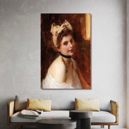 Ragazza Viennese Eduard Veith evt31 quadro stampato su tela