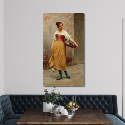 Una Buona Pesca Eugen von Blaas evb5 quadro stampato su tela