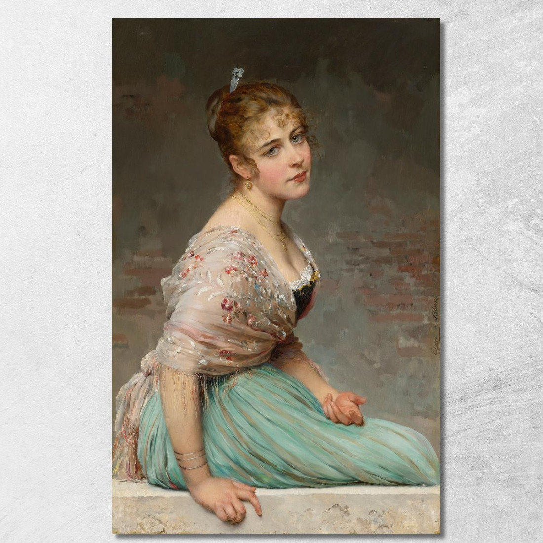 Contemplazione Eugen von Blaas evb25 quadro stampato su tela Contemplazione Eugen von Blaas evb25 quadro stampato su tela