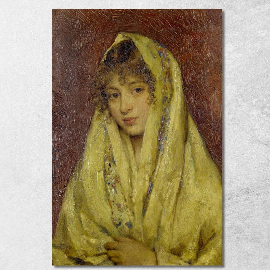 Ragazza Con Uno Scialle Giallo Eugen von Blaas evb34 quadro stampato su tela Ragazza Con Uno Scialle Giallo Eugen von Blaas evb34 quadro stampato su tela