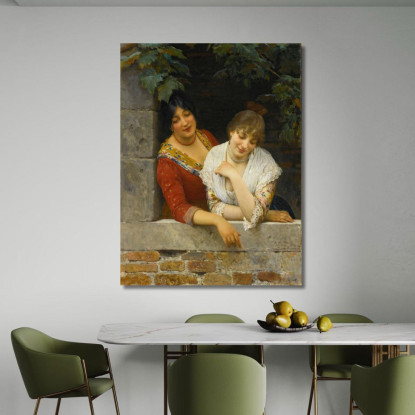 Veneziani Al Balcone Eugen von Blaas evb75 quadro stampato su tela