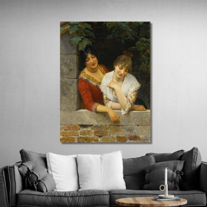Veneziani Al Balcone Eugen von Blaas evb75 quadro stampato su tela