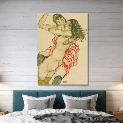 Due Donne Che Si Abbracciano Egon Schiele esh8 quadro stampato su tela