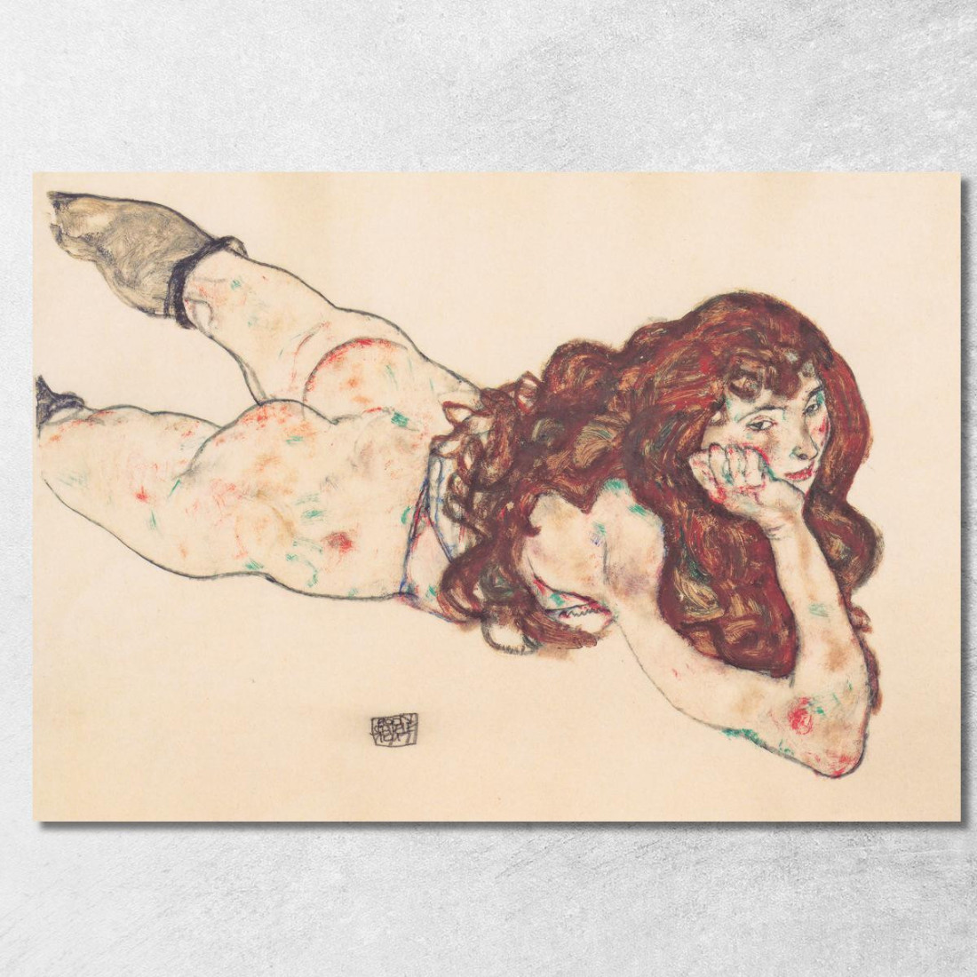 Nudo Femminile Disteso Sul Ventre Egon Schiele esh18 quadro stampato su tela Nudo Femminile Disteso Sul Ventre Egon Schiele esh18 quadro stampato su tela