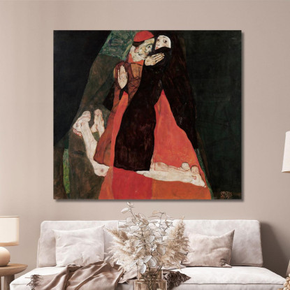 Cardinale E Suora (Carezza) Egon Schiele esh28 quadro stampato su tela