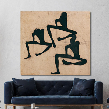 Composizione Con Tre Nudi Maschili Egon Schiele esh29 quadro stampato su tela