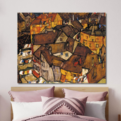 Mezzaluna Di Case (La Piccola Città V) Egon Schiele esh30 quadro stampato su tela