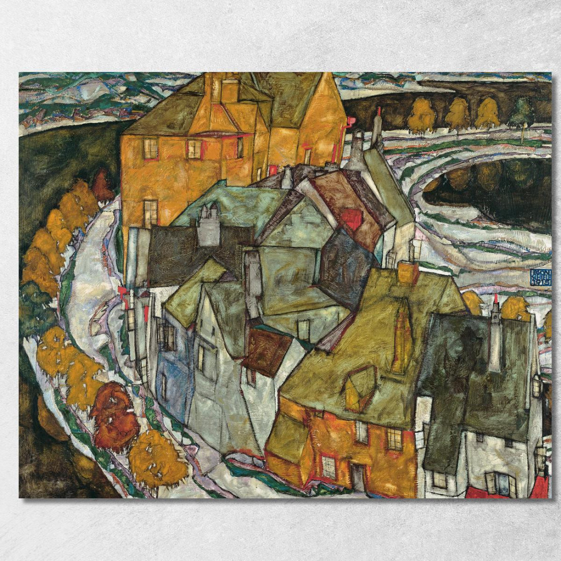 Mezzaluna Di Case Ii (Città Sull'Isola) Egon Schiele esh31 quadro stampato su tela Mezzaluna Di Case Ii (Città Sull'Isola) Egon Schiele esh31 quadro stampato su tela