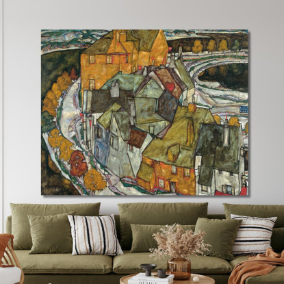 Mezzaluna Di Case Ii (Città Sull'Isola) Egon Schiele esh31 quadro stampato su tela