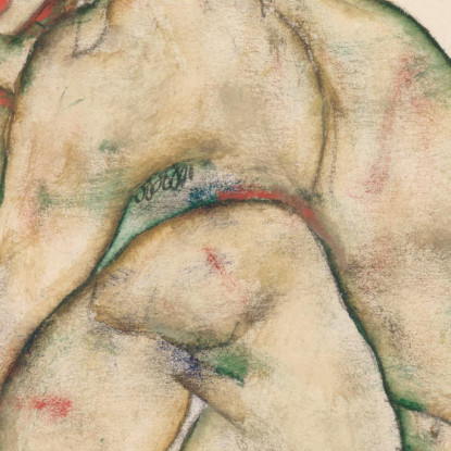 Ragazza Nuda Accovacciata Egon Schiele esh32 quadro stampato su tela