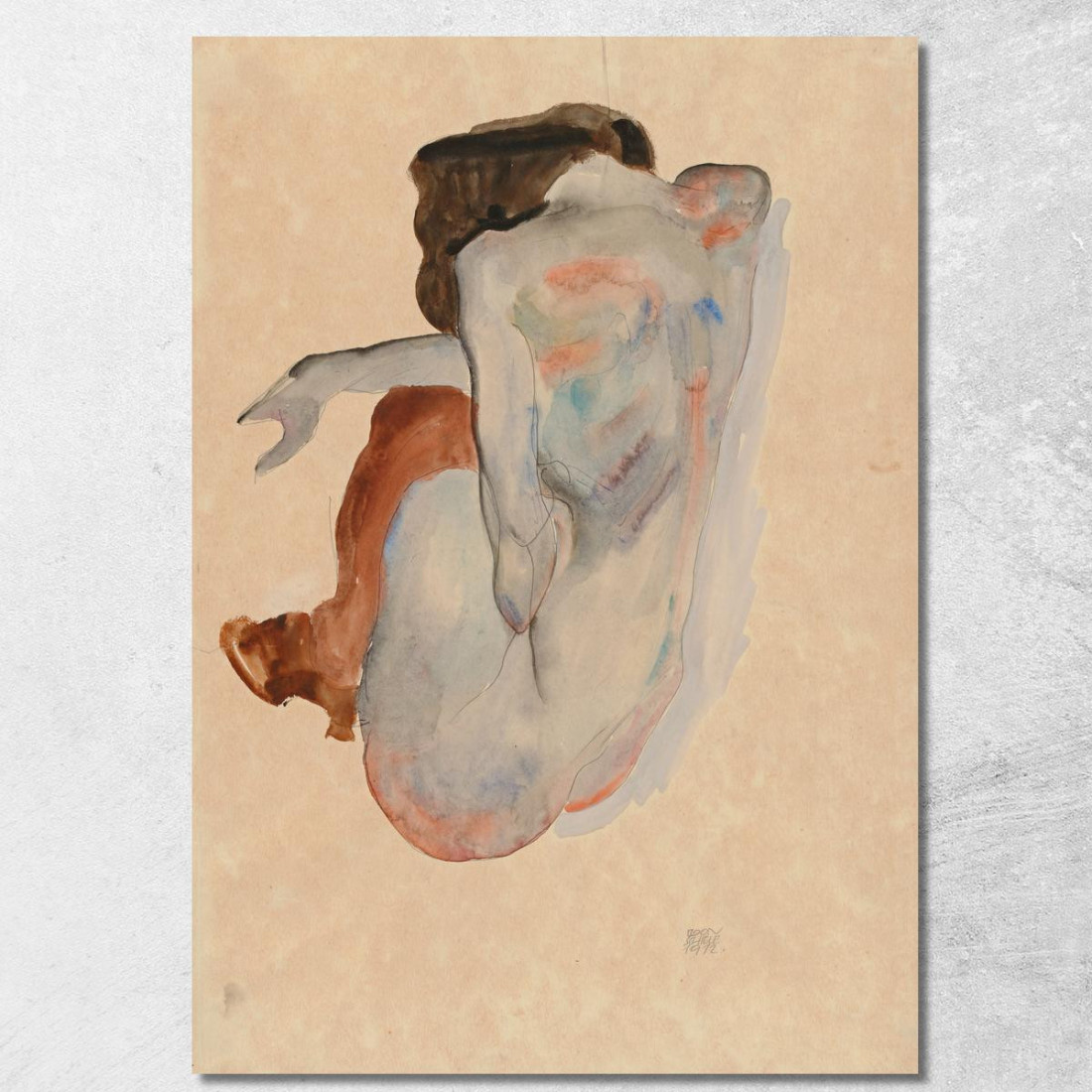 Nudo Accovacciato Con Scarpe E Calze Nere (Vista Posteriore) Egon Schiele esh33 quadro stampato su tela Nudo Accovacciato Con Scarpe E Calze Nere (Vista Posteriore) Egon Schiele esh33 quadro stampato su tela