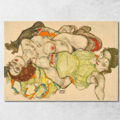 Amanti Femminili Egon Schiele esh50 quadro stampato su tela