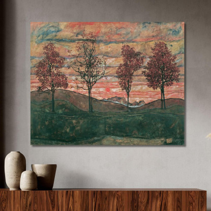 Quattro Alberi Egon Schiele esh52 quadro stampato su tela