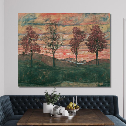 Quattro Alberi Egon Schiele esh52 quadro stampato su tela