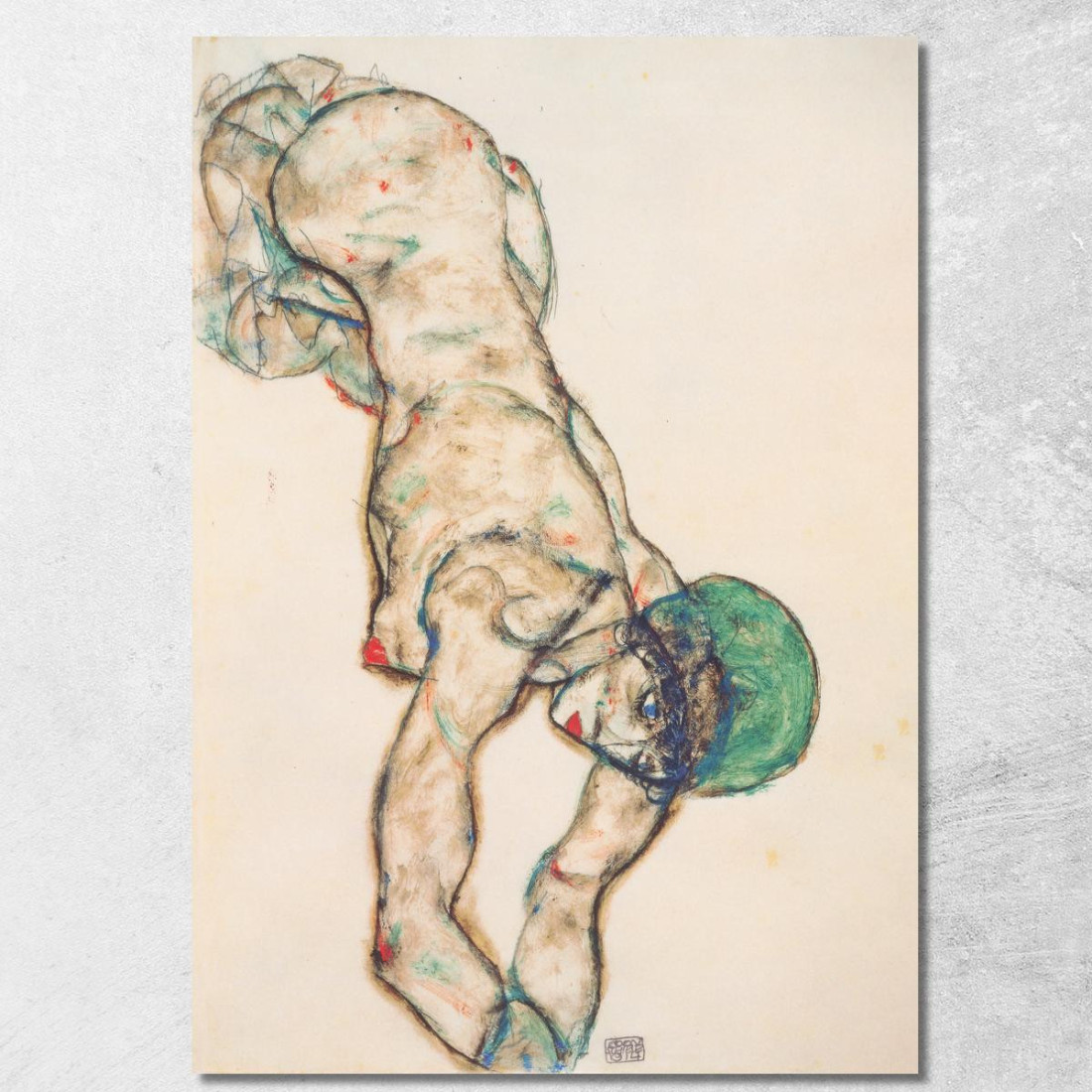 Nudo Femminile Con Cuffia Verde Egon Schiele esh56 quadro stampato su tela Nudo Femminile Con Cuffia Verde Egon Schiele esh56 quadro stampato su tela