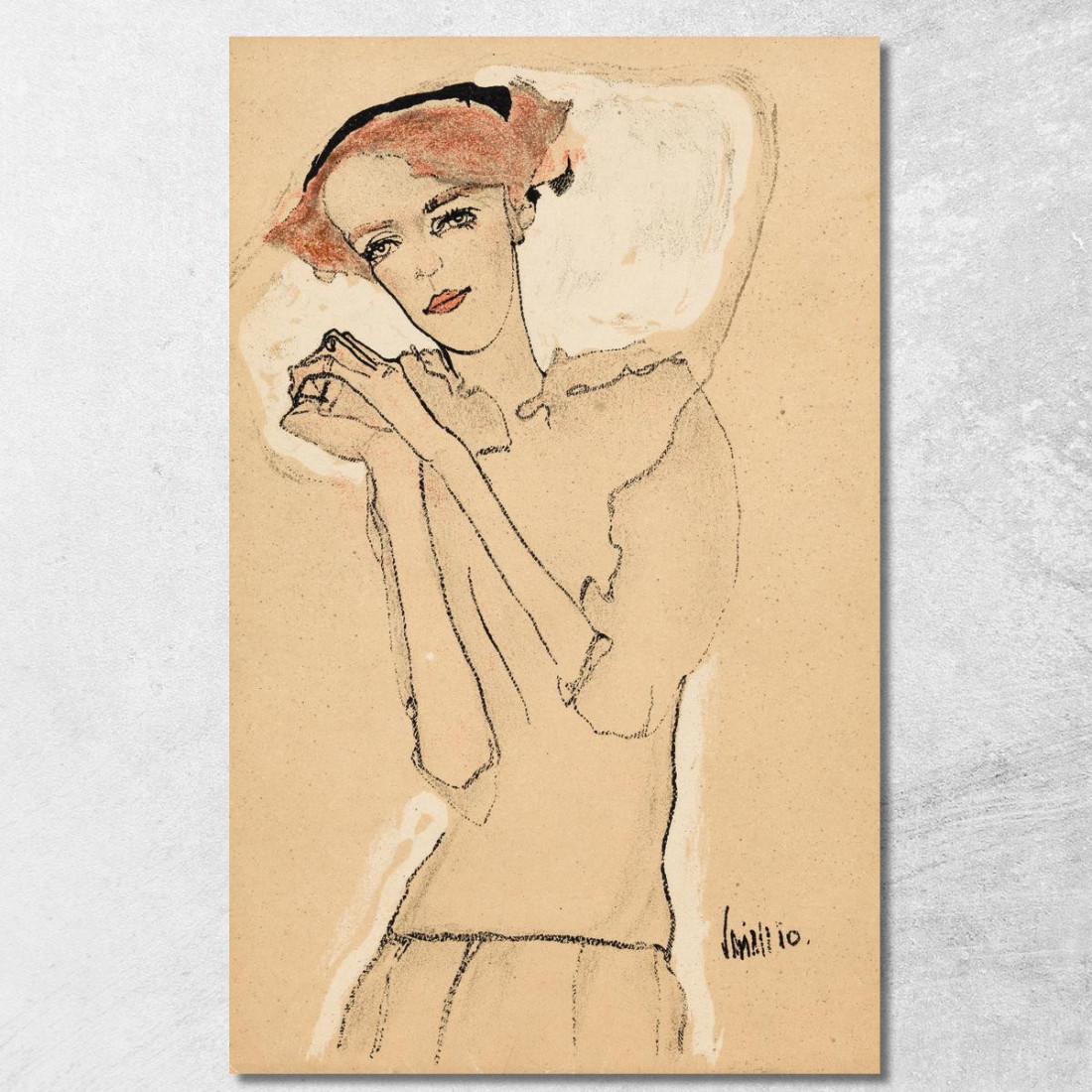 Ritratto Femminile Iii Egon Schiele esh58 quadro stampato su tela Ritratto Femminile Iii Egon Schiele esh58 quadro stampato su tela