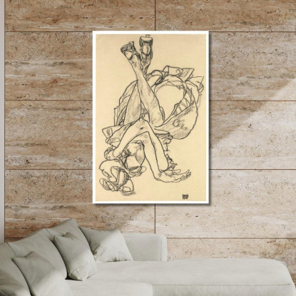 Ragazza Distesa Sulla Schiena Con Braccia E Gambe Incrociate Egon Schiele esh60 quadro stampato su tela