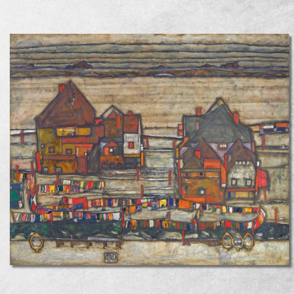 Case Con Bucato Sobborghi Ii Egon Schiele esh71 quadro stampato su tela