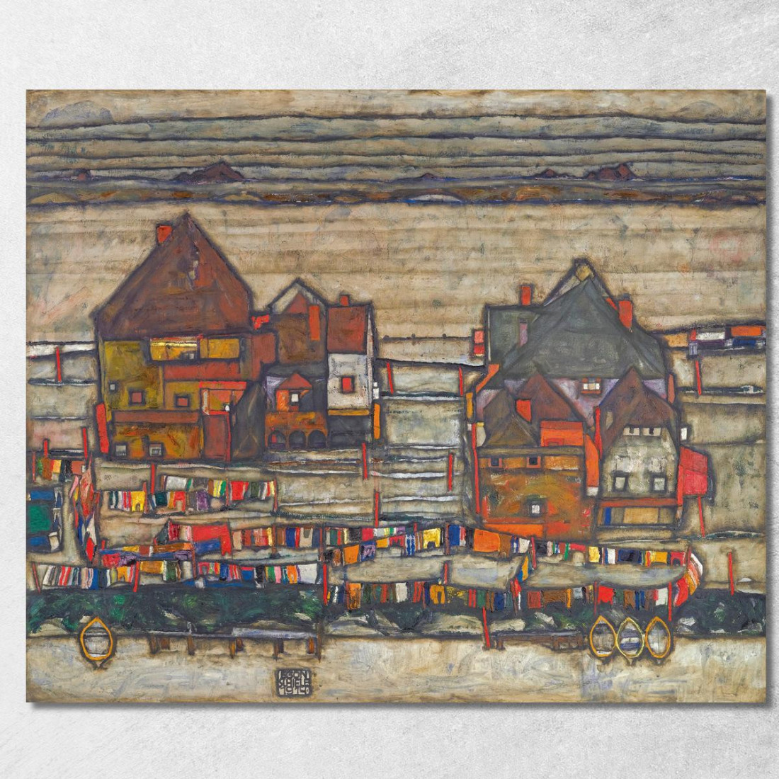 Case Con Bucato Sobborghi Ii Egon Schiele esh71 quadro stampato su tela Case Con Bucato Sobborghi Ii Egon Schiele esh71 quadro stampato su tela
