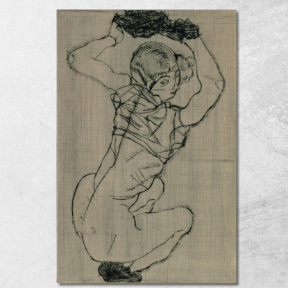 Accovacciata Egon Schiele esh74 quadro stampato su tela