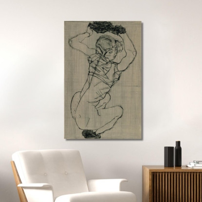Accovacciata Egon Schiele esh74 quadro stampato su tela