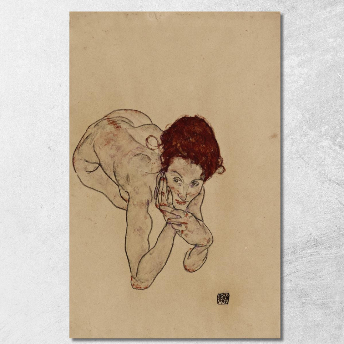 Nudo Femminile Accovacciato Egon Schiele esh75 quadro stampato su tela Nudo Femminile Accovacciato Egon Schiele esh75 quadro stampato su tela