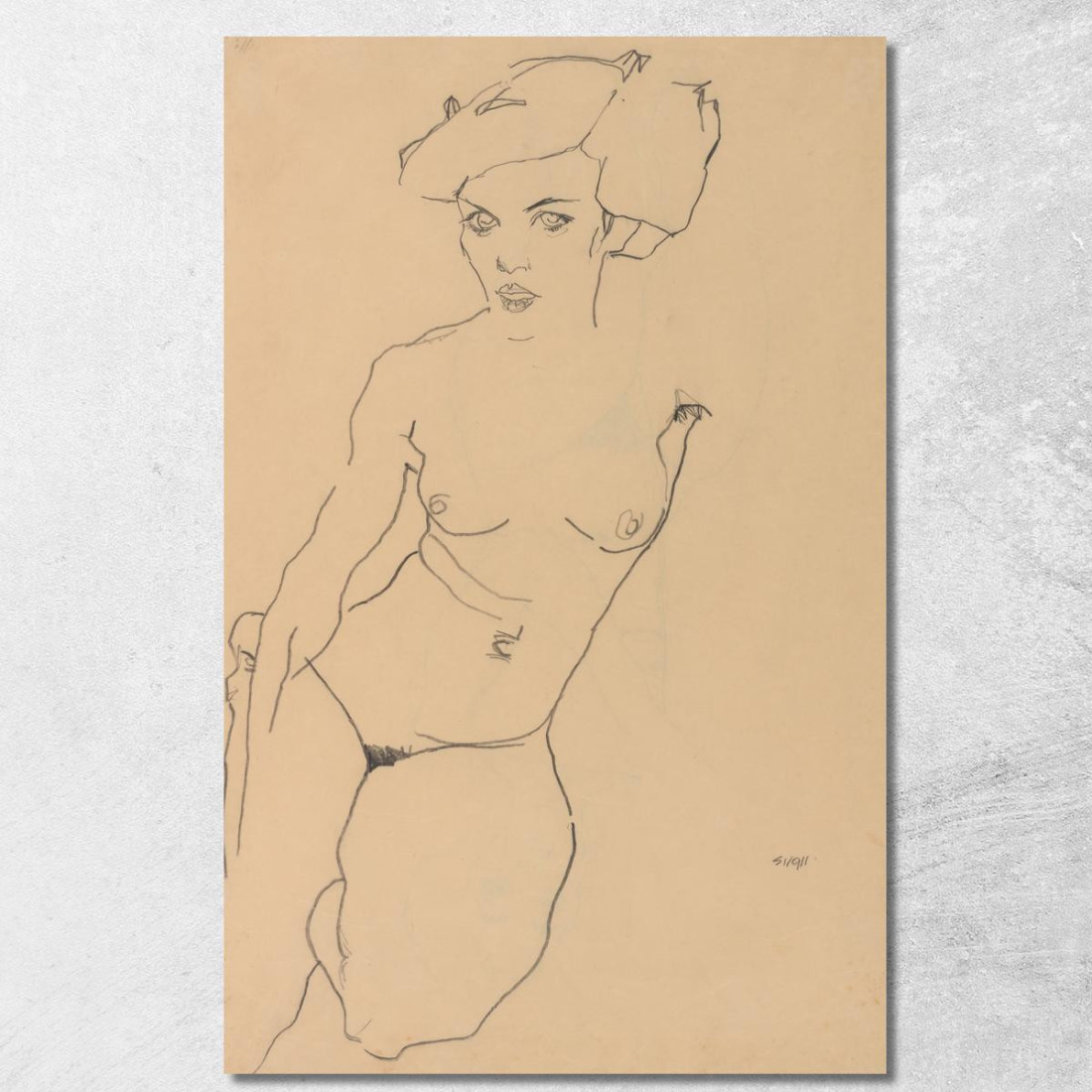 Nudo Femminile Inginocchiato Egon Schiele esh77 quadro stampato su tela Nudo Femminile Inginocchiato Egon Schiele esh77 quadro stampato su tela