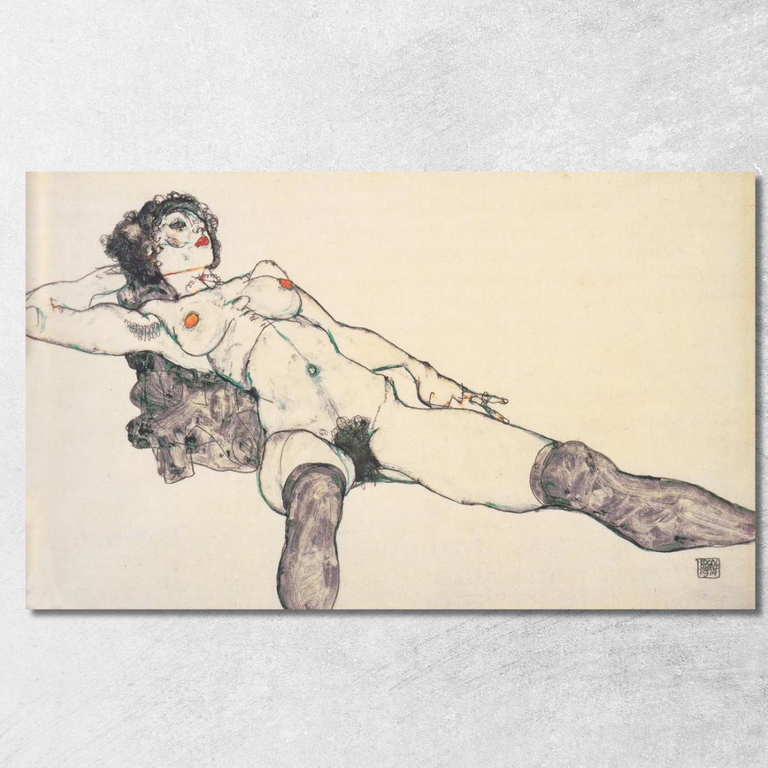 Nudo Femminile Sdraiato Con Gambe Divaricate Egon Schiele esh88 quadro stampato su tela Nudo Femminile Sdraiato Con Gambe Divaricate Egon Schiele esh88 quadro stampato su tela