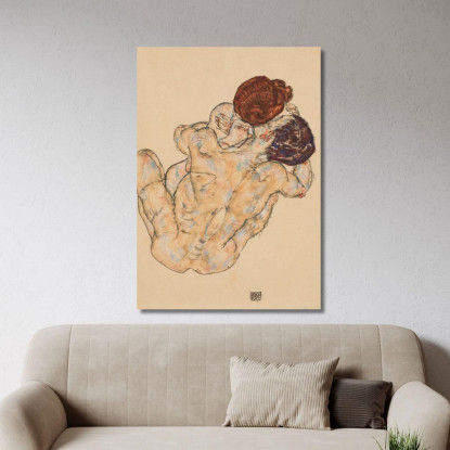 Uomo E Donna Abbraccio Egon Schiele esh93 quadro stampato su tela