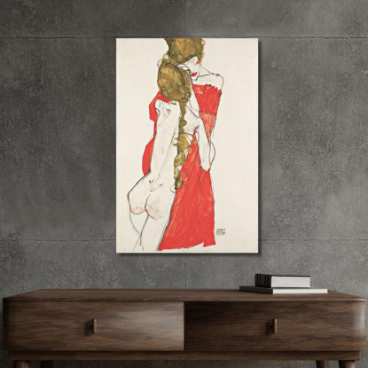 Madre E Figlia Egon Schiele esh98 quadro stampato su tela