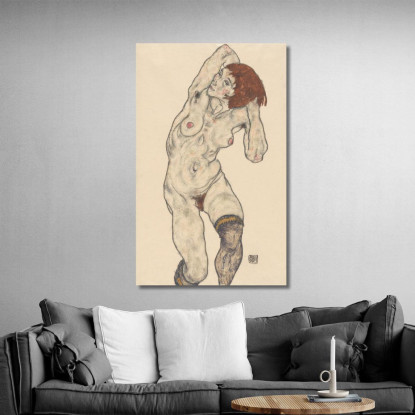 Nudo Con Calze Nere Egon Schiele esh107 quadro stampato su tela