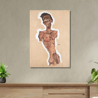 Autoritratto Nudo Egon Schiele esh108 quadro stampato su tela