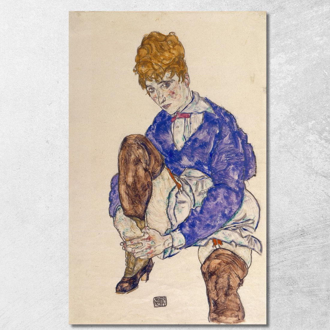Ritratto Della Moglie Dell’Artista Seduta Tenendo La Gamba Destra Egon Schiele esh126 quadro stampato su tela Ritratto Della Moglie Dell’Artista Seduta Tenendo La Gamba Destra Egon Schiele esh126 quadro stampato su tela