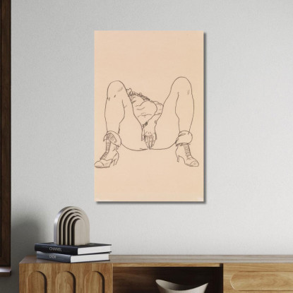 Nudo Sdraiato Con Stivali Egon Schiele esh133 quadro stampato su tela
