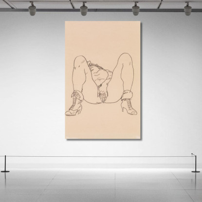 Nudo Sdraiato Con Stivali Egon Schiele esh133 quadro stampato su tela