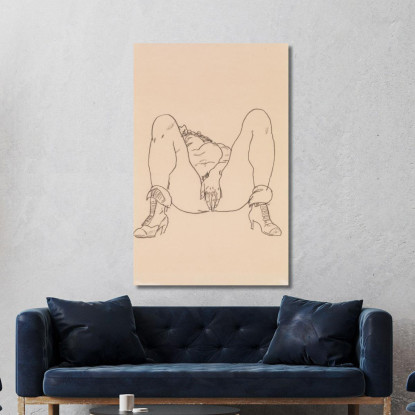 Nudo Sdraiato Con Stivali Egon Schiele esh133 quadro stampato su tela