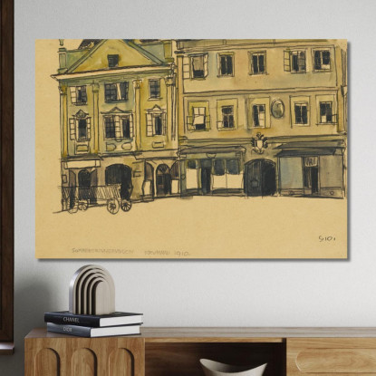 Piazza Del Mercato Krumau Egon Schiele esh138 quadro stampato su tela