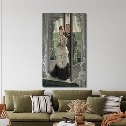 Due Figure Alla Porta La Proposta James Tissot jts151 quadro stampato su tela