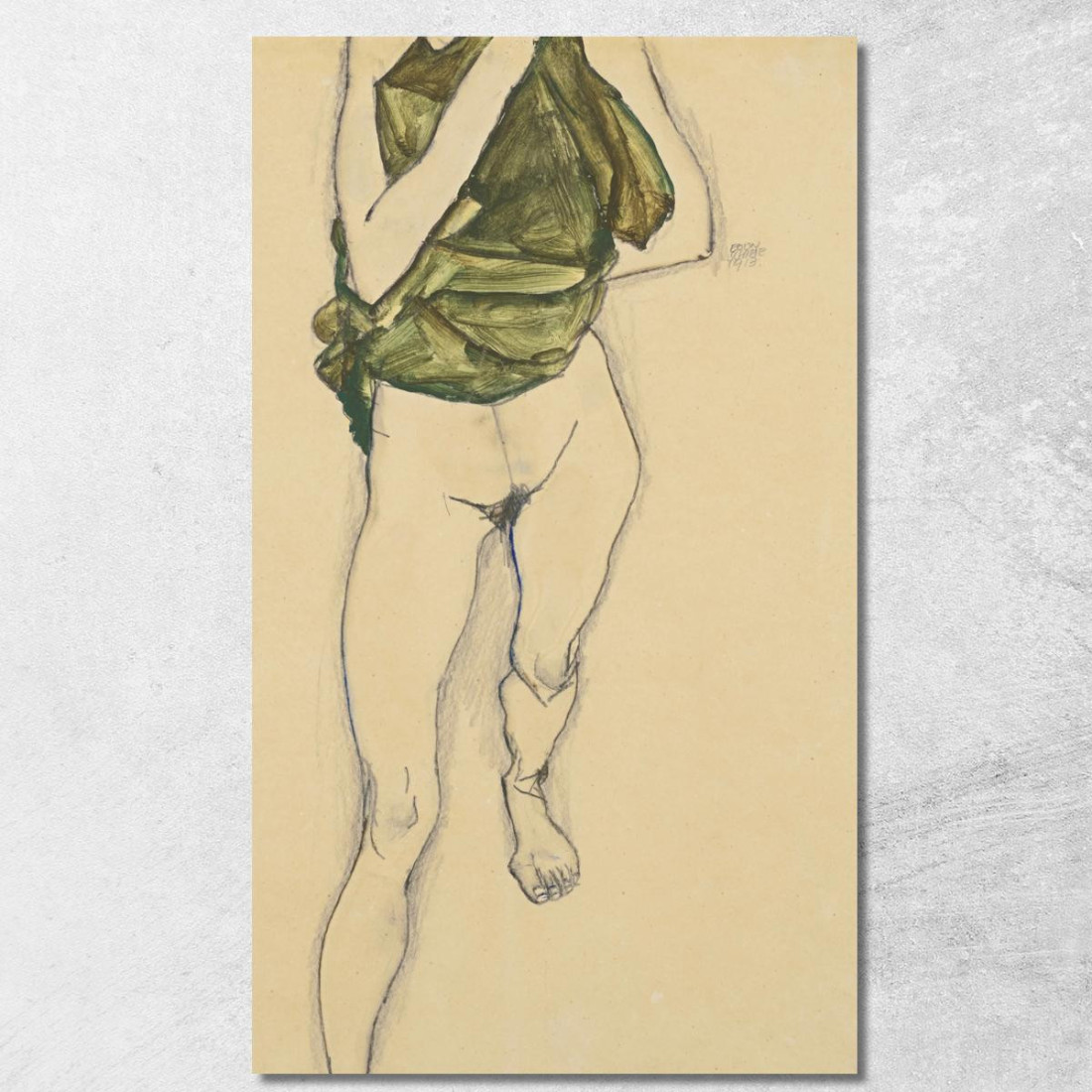 Torso In Camicia Verde Egon Schiele esh142 quadro stampato su tela Torso In Camicia Verde Egon Schiele esh142 quadro stampato su tela