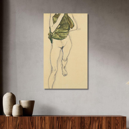Torso In Camicia Verde Egon Schiele esh142 quadro stampato su tela