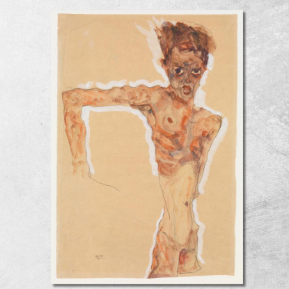 Autoritratto Egon Schiele esh151 quadro stampato su tela