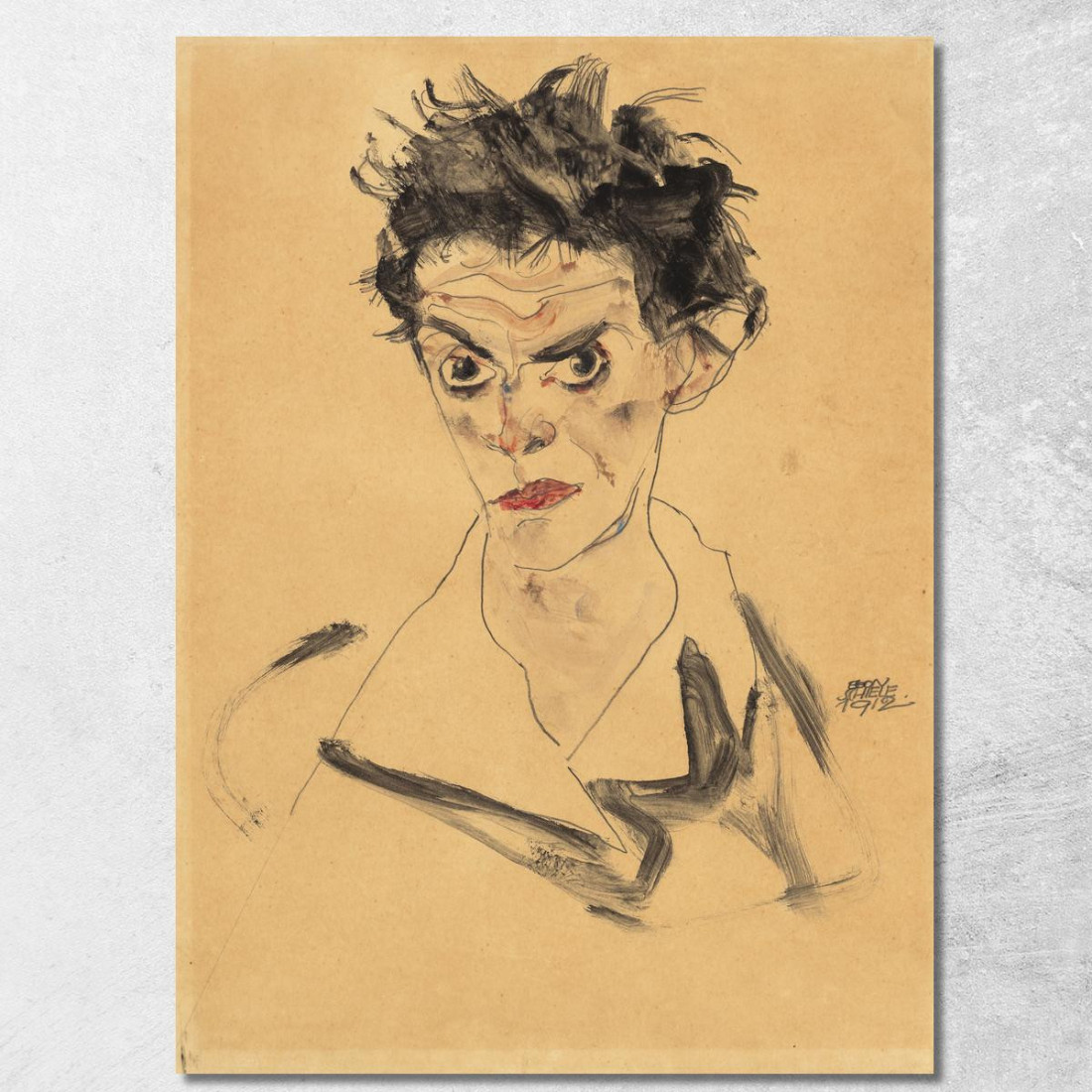 Autoritratto 2 Egon Schiele esh152 quadro stampato su tela Autoritratto 2 Egon Schiele esh152 quadro stampato su tela