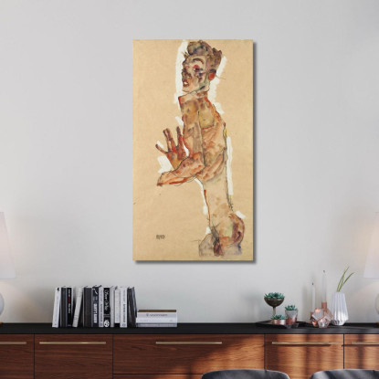 Autoritratto Con Dita Divaricate Egon Schiele esh158 quadro stampato su tela