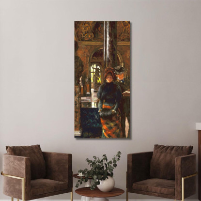 Visitatori Stranieri Al Louvre James Tissot jts154 quadro stampato su tela