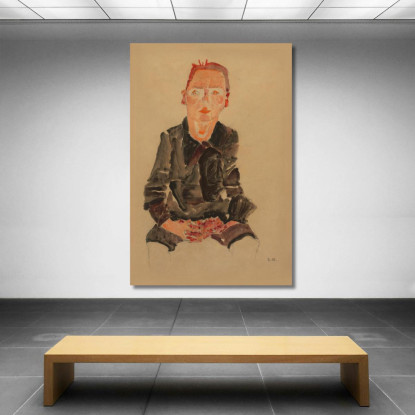 Ragazzo Seduto Con Le Mani Giunte Egon Schiele esh165 quadro stampato su tela