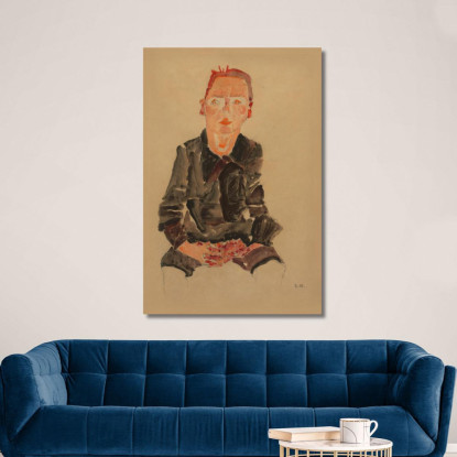 Ragazzo Seduto Con Le Mani Giunte Egon Schiele esh165 quadro stampato su tela