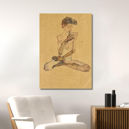 Ragazzo Seduto Egon Schiele esh166 quadro stampato su tela