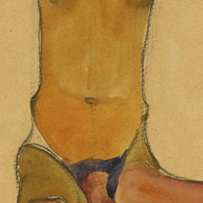 Nudo Maschile Seduto Con Testa Abbassata Egon Schiele esh167 quadro stampato su tela